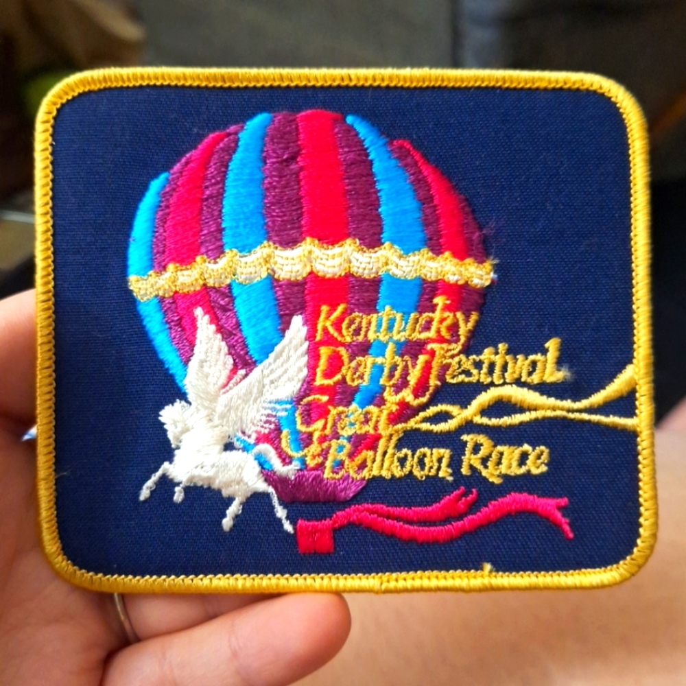 Kentucky Derby Festival iron on patch.Rare.not glass 3-1/2 x 4-1/2.never used
